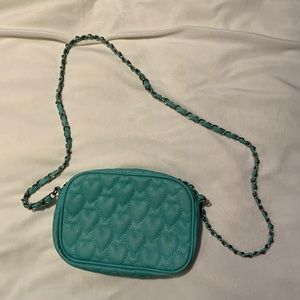 Girls Turquoise heart print purse